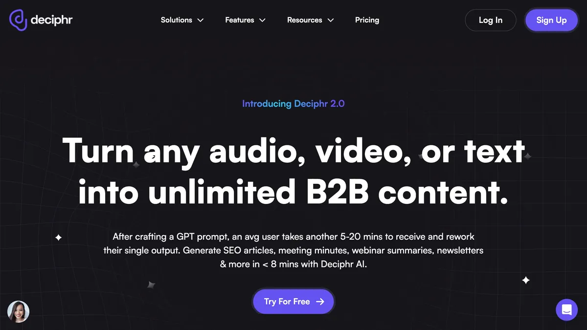 Deciphr AI turning a podcast episode into show notes and clips