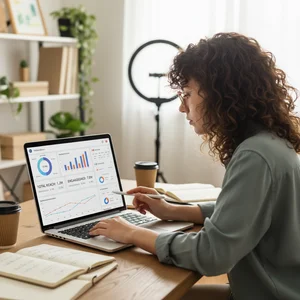 Creator analyzing social media performance metrics