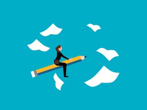 Content creator at modern workstation with multiple monitors showing video editing workflow, photography equipment, and social media content planning boards