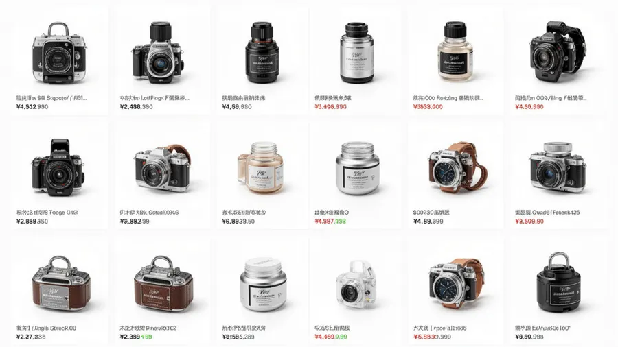 Grid of product photos showing consistent professional photography style across multiple items